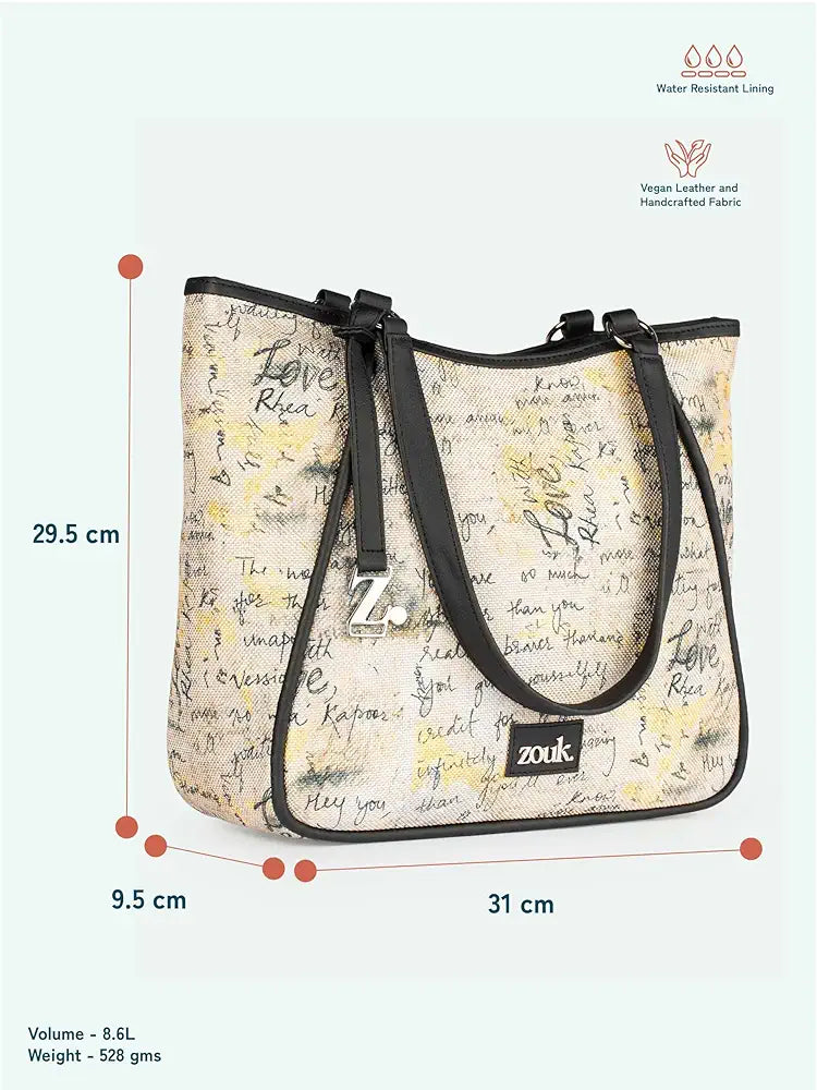 ZOUK Naisha Tote Bag - With Love, Rhea | Vegan Leather Handbag for Women