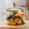 UMAI Borosilicate Glass Saucepan 1.45L with Lid Handle Gas Stove Microwave Safe Transparent Plain