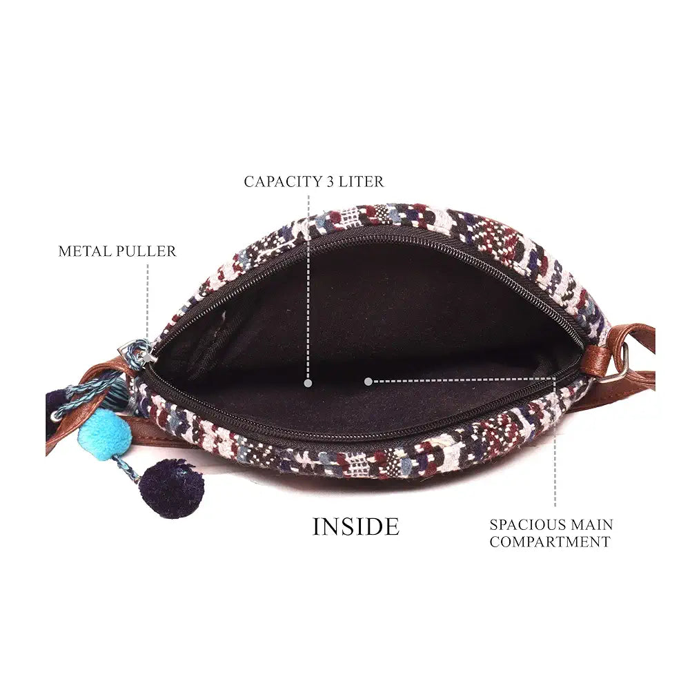 ASTRID Handmade Macrame Flap Over Sling Bag For Girls And Women