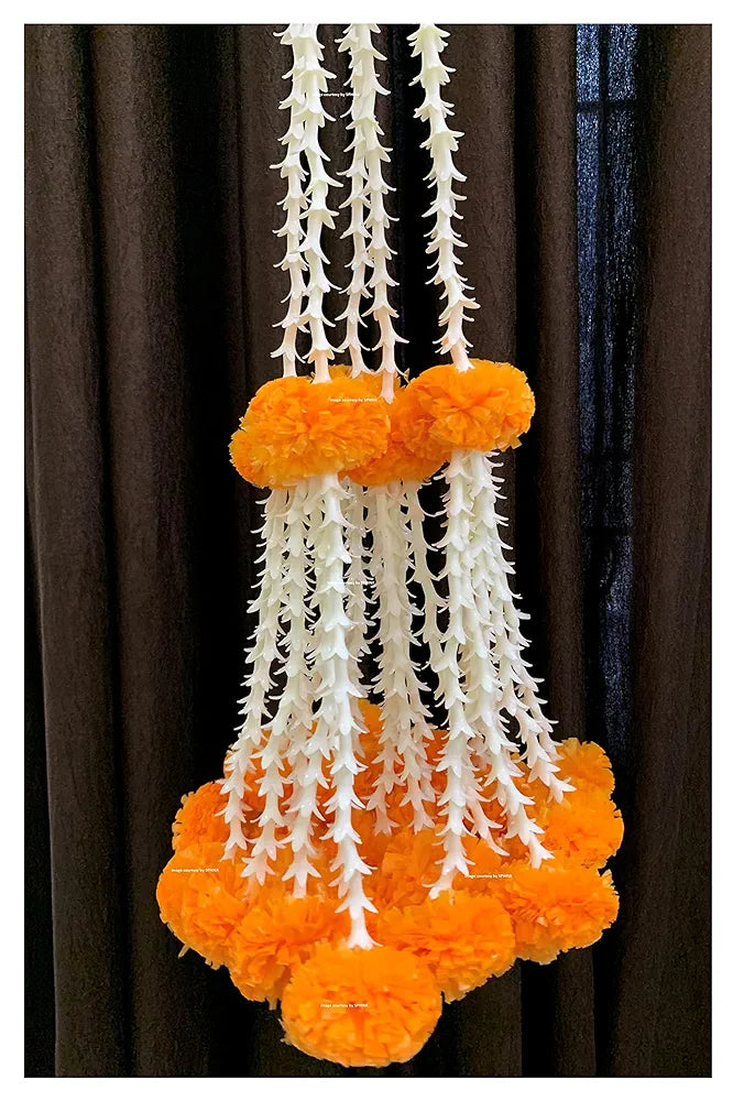 SPHINX Artificial Rajnigandha & Clustered Marigold  Strings for Decoration Approx 2.33 ft - 