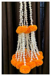 Artificial Rajnigandha & Clustered Marigold  Strings for Decoration Approx 2.33 ft -Light Orange
