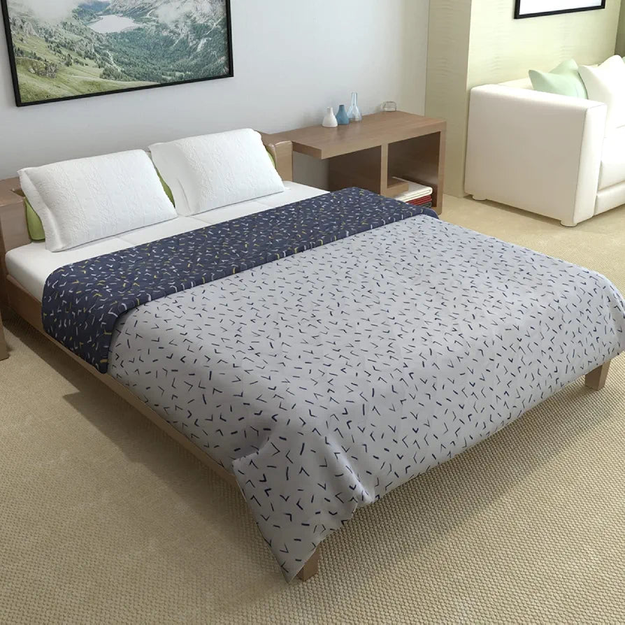 Divine Casa Microfibre All-Weather 150 GSM Printed Reversible Double Bed Size Quilt Comforter Blanket | TC - 150