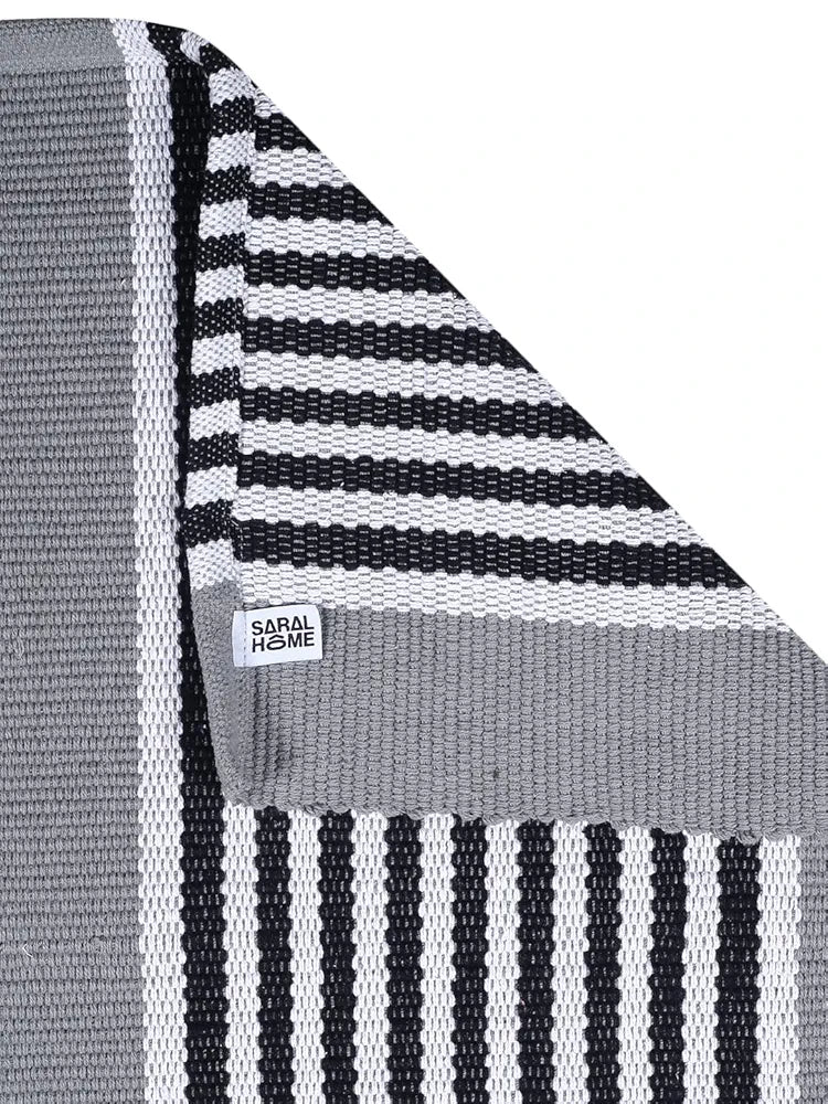 Saral Home Stripe Designer Soft Cotton Durable & Washable Multipurpose Runner for Home/Kitchen/Living Area/Lobby/Office with Anti Skid Backing 