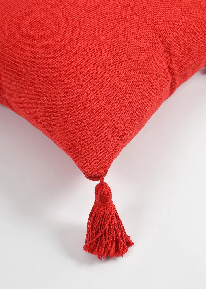 SASHAA WORLD 100% Cotton Cushion Covers with Tassels/Decorative Throw Pillow Set of 2 