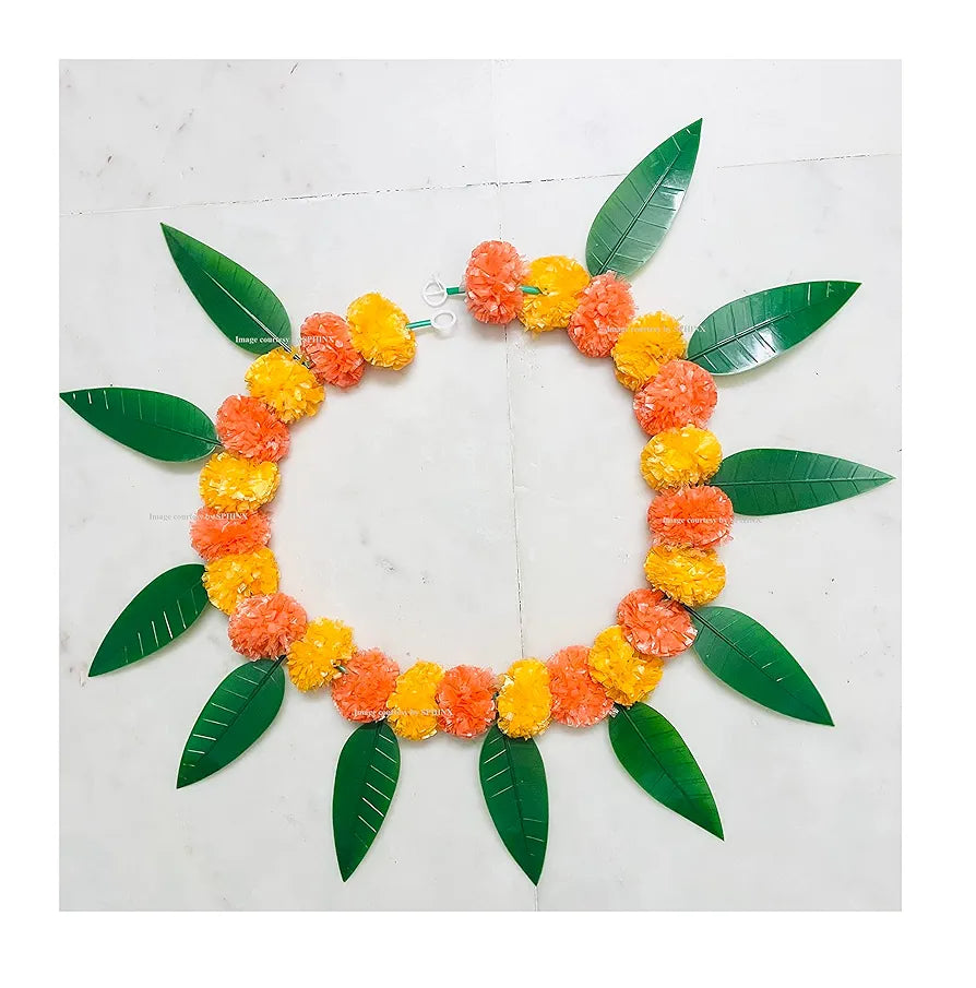 SPHINX Artificial Marigold &Mango Leaves Simple Door-Window toran/Door hangings/Festive Decorations - Approx.100 cms/40 Inches/3.33 Ft. - 