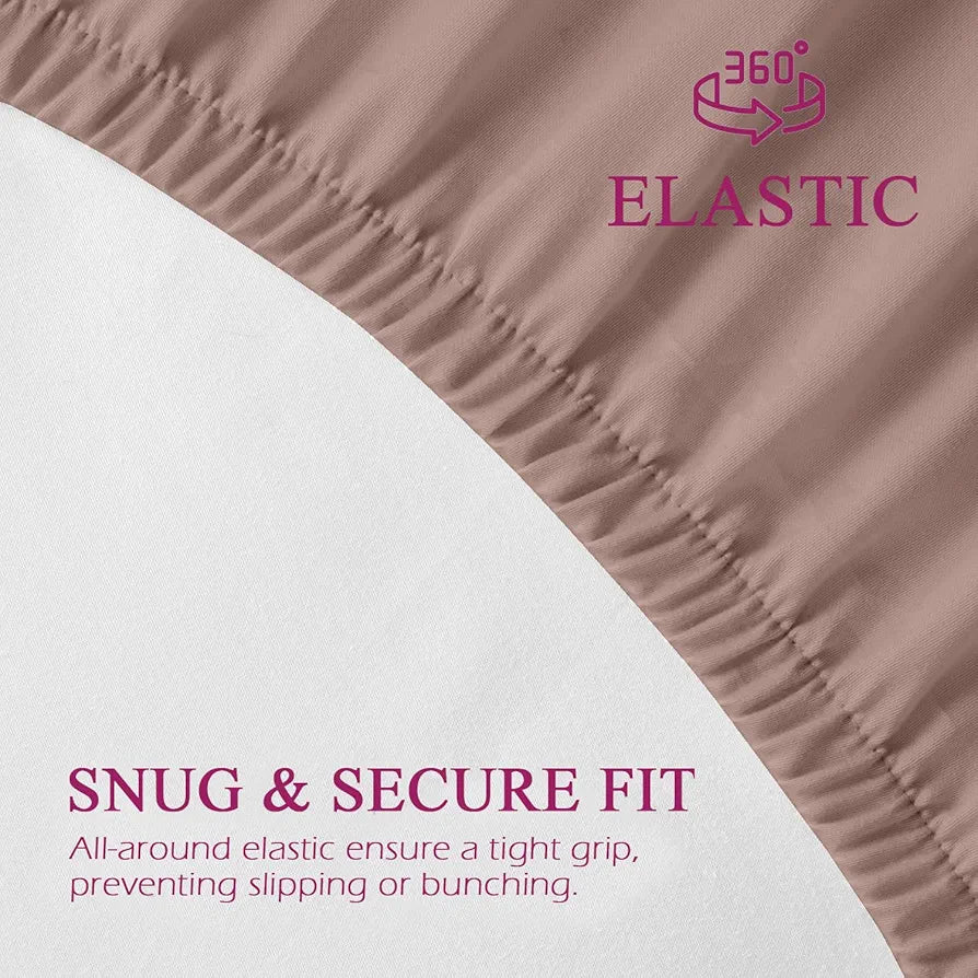 Trance Home Linen 300 TC Bamboo Fitted Queen Size Bedsheet | Soft, Breathable & Eco-Friendly Bedsheet with 2 Pillow Cover - 