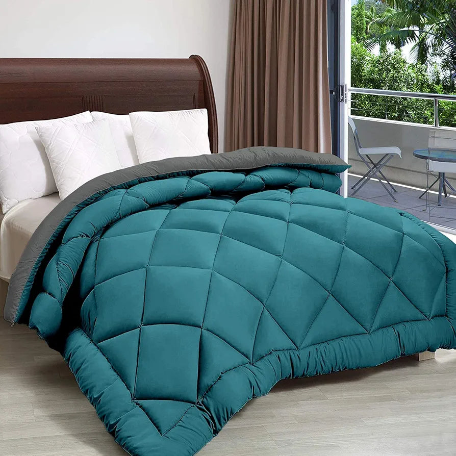 Cloth Fusion Reversible AC Comforter Single Bed 220 GSM,Soft Microfibre Quilt Blanket for Winter