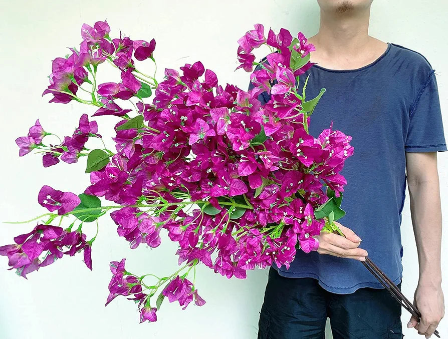 Artificial Flowers Silk Bougainvillea Branches Faux Artificial Bougainvillea Floral Stems Long Plant Branches 45