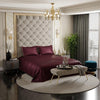 Stoa Paris Satin Bedsheets for Double Bed 300TC Premium Bedsheet with 2 Pillow Covers Colour Velvet Wine