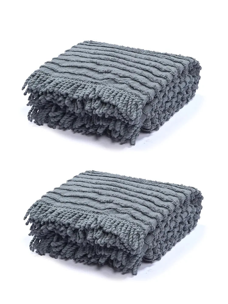 Saral Home BARKHA Stripe Cotton 1 Seater Sofa Throw, Grey.140x125 cm