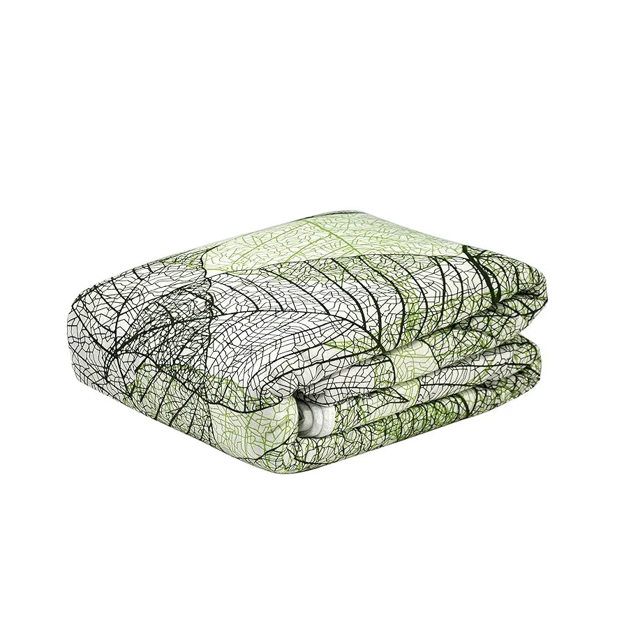 Divine Casa 120 GSM Glace Cotton Double Dohar | Lightweight AC Blanket | Reversible Summer Quilt | 220 x 205 CM, Forest Green & Lime