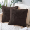 Luxe Home Cushion Cover Duble Side Rabbit Fur Plain Design Covers Set of 2 for Sofa Colour Chocolate