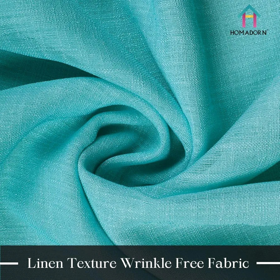 HOMADORN Ombre Printed Linen Textured Sheer Curtains for Living Room, Bedroom, Dining Room, Kitchen, Bathroom 