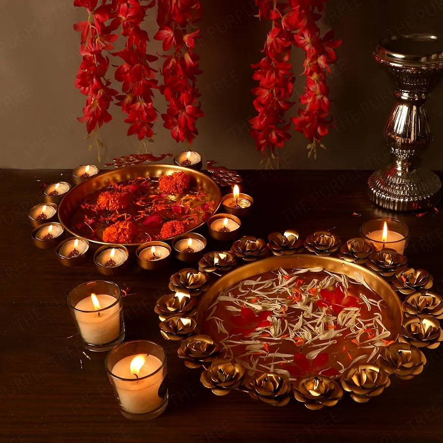 The Purple Tree Beautiful Handcrafted Rose Urli Bowl for Diwali  Decorative Bowl for Floating Flowers and Tea Light Candles Home, Traditional Urli Bowl, Diwali Urli