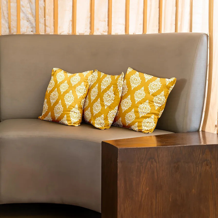 Urban Space Decorative Cotton Cushion Cover Set of 3, 16 inch x 16 inch Cushion Covers for Sofa, Bedroom, Living Room 