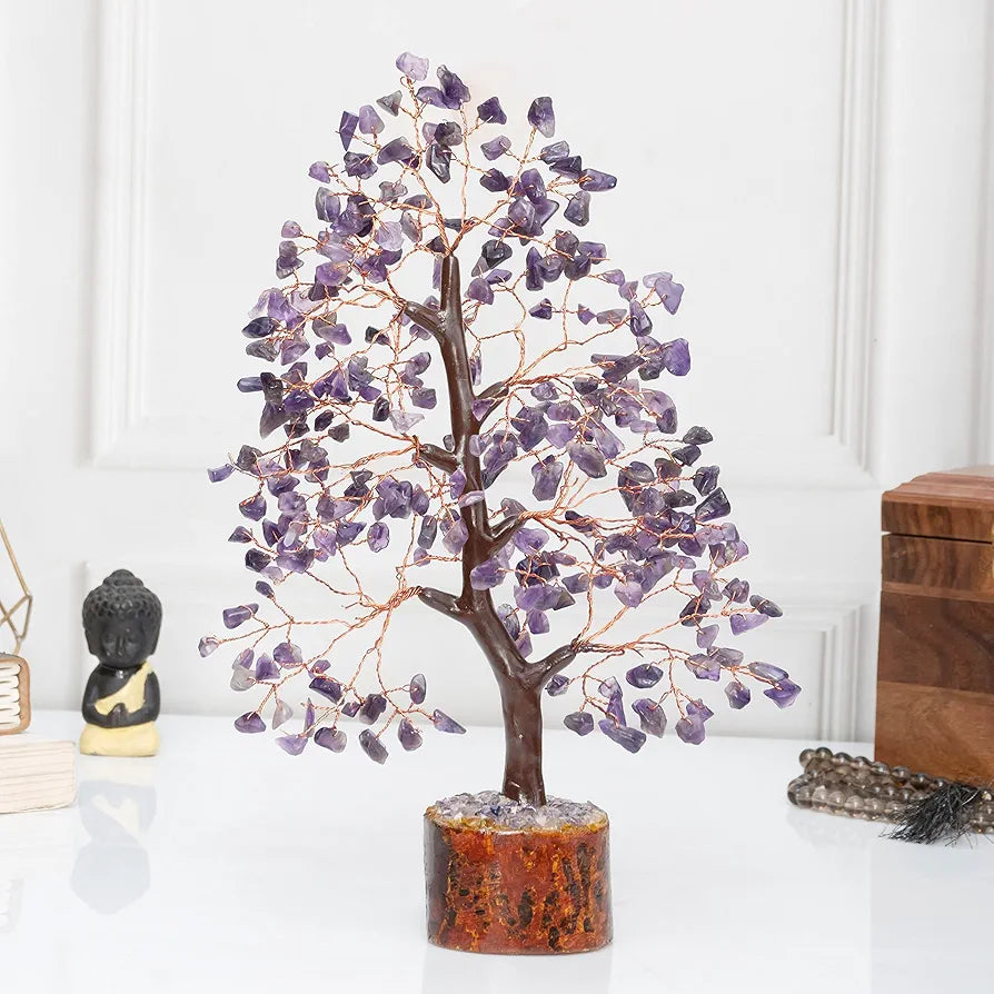 BEZAVO Amethyst Healing Crystal Tree | Artificial Home Decoration for Positive Energy & Spiritual Protection | Thoughtful Gift for Men & Women – Housewarming & Wedding Present 