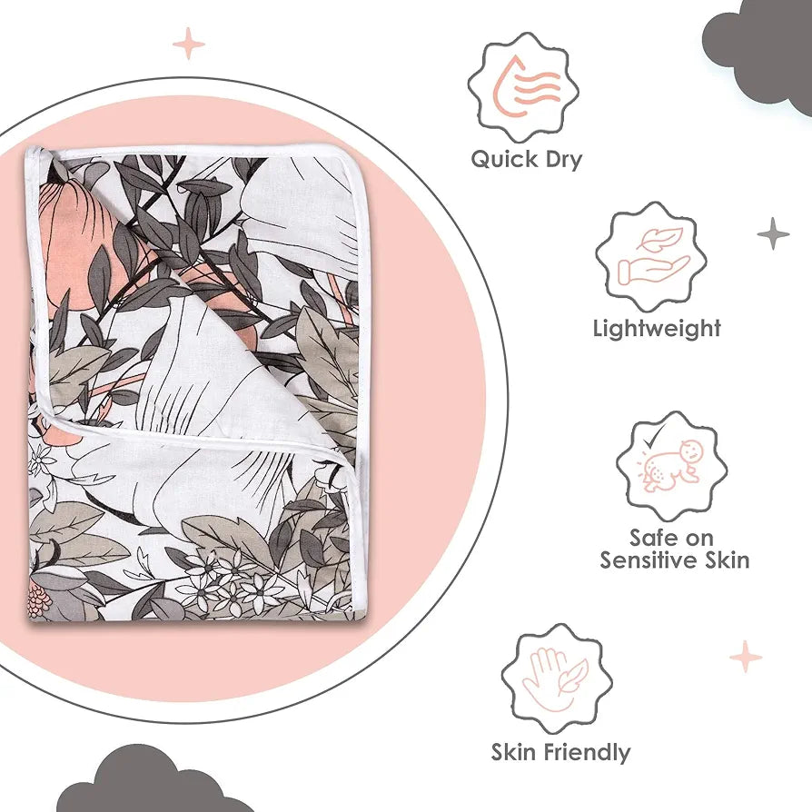 Divine Casa Floret 100% Cotton Single Kids Dohar | 120 GSM | Soft & Lightweight Throw Blanket | Cozy & Breathable Bedding | All-Season Comfort | 140 x 100 CM, Griffin