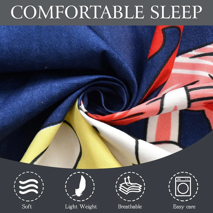 FRESH FROM LOOM Glace Cotton Wrinkle Free Soft Hypoallergenic Elastic Fitted Cartoon Printed Bedsheets for Kids with 2 Pillow,Jungle/Blue),Double Bed,300 TC