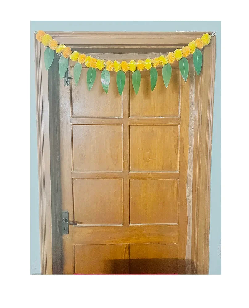 SPHINX Artificial Marigold &Mango Leaves Simple Door-Window toran/Door hangings/Festive Decorations - Approx.100 cms/40 Inches/3.33 Ft. - 