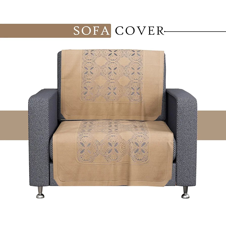 Kuber Industries Sofa Cover | Single Seater Sofa Cover | Net Sofa Slipcover Set | Couch Sofa Cover for Hall | Sofa Cover Set | Sofa Cover for Living Room | Self Flower New Jersey | Golden