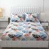 Fresh From Loom Elastic Fitted Floral Bed Sheets King Size Bed With Two Pillow Cover Fitted Bedsheet 144 Tc BBM White