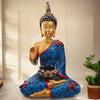 Neelaya Meditating Buddha Statue With Tealight Candle Holder Polyresin Showpiece 28 Cm Gold Blue