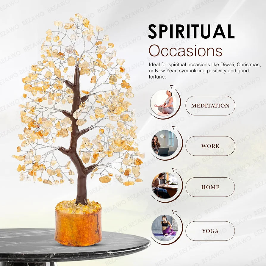 BEZAVO Citrine Crystal Tree | Feng Shui Money Tree for Prosperity & Vitality | Decorative Tree for Home & Office | Great Gift for Men & Women – Housewarming & Birthday 