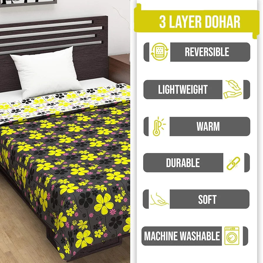 Divine Casa 120 GSM Microfiber Single Kids Dohar  | Soft & Lightweight Throw Blanket | Cozy & Breathable | All-Season Comfort | 140 x 100 CM | Floral Pattern | Tornado