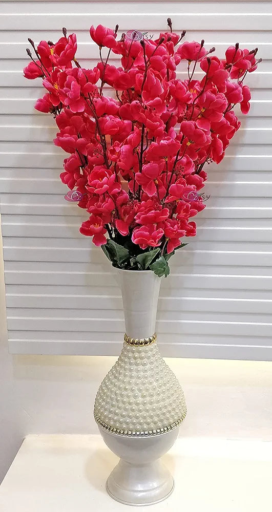 ARTSY® Artificial Flowers Bunch for Decoration Cherry Blossom, Ideal for vase, Home, Office Decor, Gifts, Craft, Artificial Plants for Decoration, Without vase, Maroon, Combo, 2 Piece, 55 cm Height