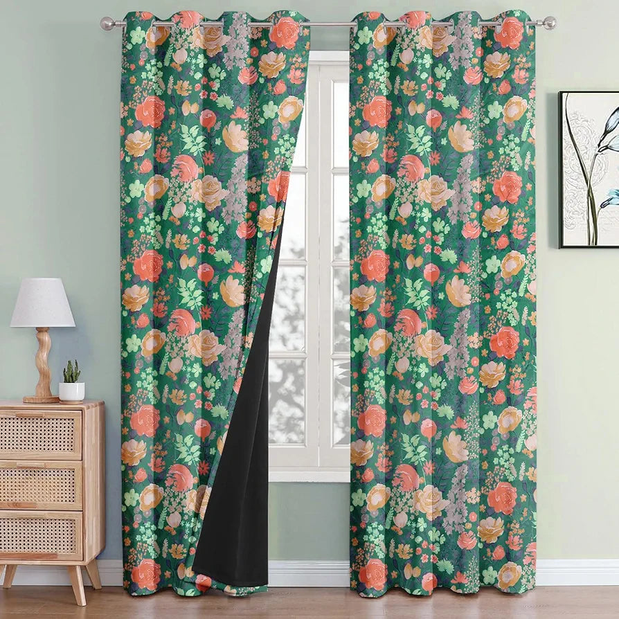 Cloth Fusion 100% Blackout Printed Premium Door Curtains 7 Feet Long Set of 2, Noise Reducing Blackout Parda 7 Feet with Grommet for Home Decor 