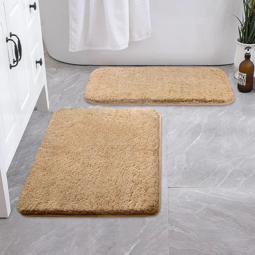 LUXE HOME INTERNATIONAL Bath Mat Super Soft Ultra Absorbent Rectangular Mat Microfibre 3200 GSM Door Mat For HOME/Kitchen/Bathroom/Bedroom/Kid'S Room Floor Mat  Pack Of 2, Brown
