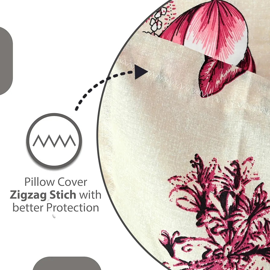 Divine Casa Double Size Bedsheet for Double Bed, 144 TC Pure Cotton Queen Size with 2 Pillow Covers | 222 by 254 cm | Floral | Sky Blue Mist