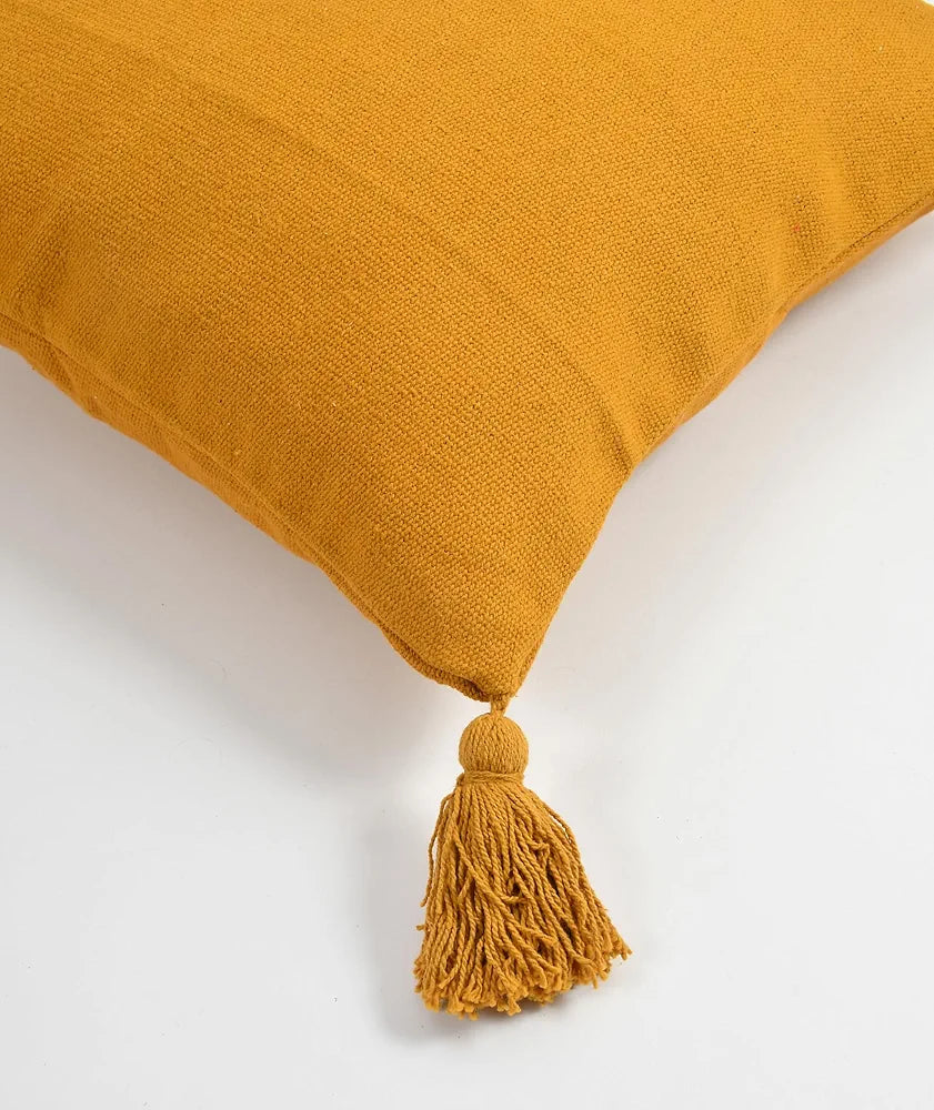 SASHAA WORLD 100% Cotton Cushion Covers with Tassels/Decorative Throw Pillow Set of 2 