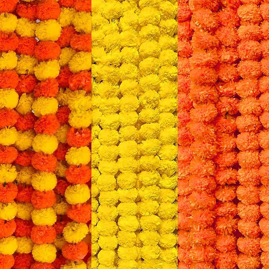 DRYPHON Artificial Marigold Garlands, Diwali & Pooja Room Decorations - Ganpati Pack of 15 