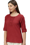 Janasya Women's Regular Cotton Slub Top