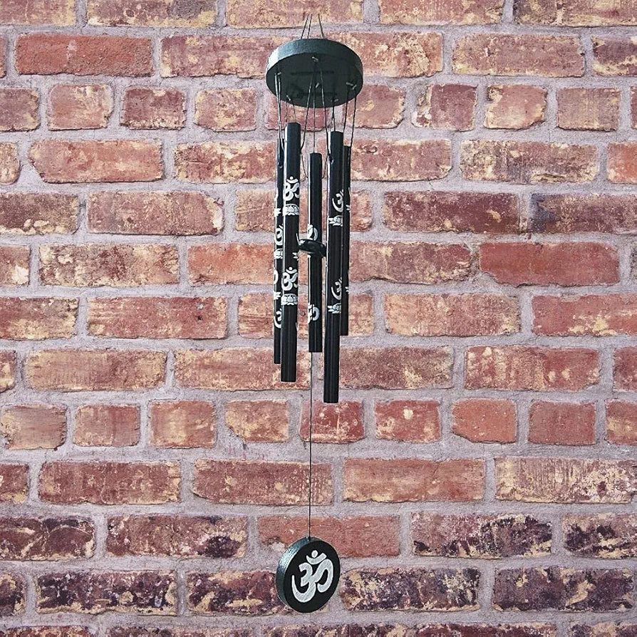 GJ Feng Shui Om Vastu Five Pipe Wind Chime for Balcony, Window and Om Wind Chime Positive Energy