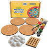 Mini Leaves Diwali Rangoli Kit | Mandala Art and Craft Kit for Girls 9-12 | Tea Coaster Diy Art and Craft Kit | Set of 4 With Painting Colors