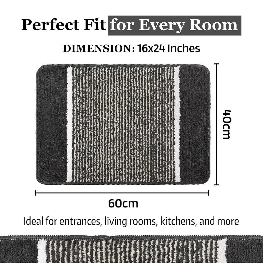 Kuber Industries 16x24 Inch Anti-Skid Water-Absorbent Door Mats for Home | Durable Main Entrance Footmats for Bathroom, Living Room & Office | Micro Diamond Lining - Dark Grey