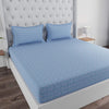 Huesland by Ahmedabad Cotton 144 TC Cotton King Size Bedsheet with 2 Pillow Covers - Turquoise Blue