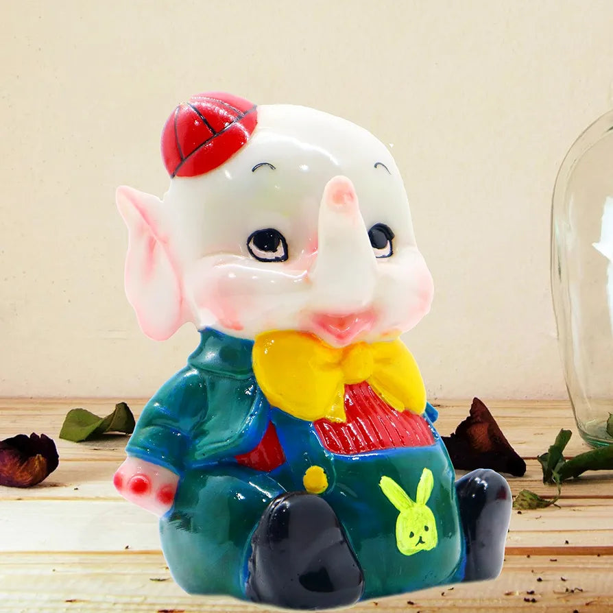 JAIPUR ACE Polyresin Baby Elephant Decorative Showpiece Statue & Artifacts for Home Decor, Living Room, Wall Decoration Gifting, Interiors and Diwali multicolor 