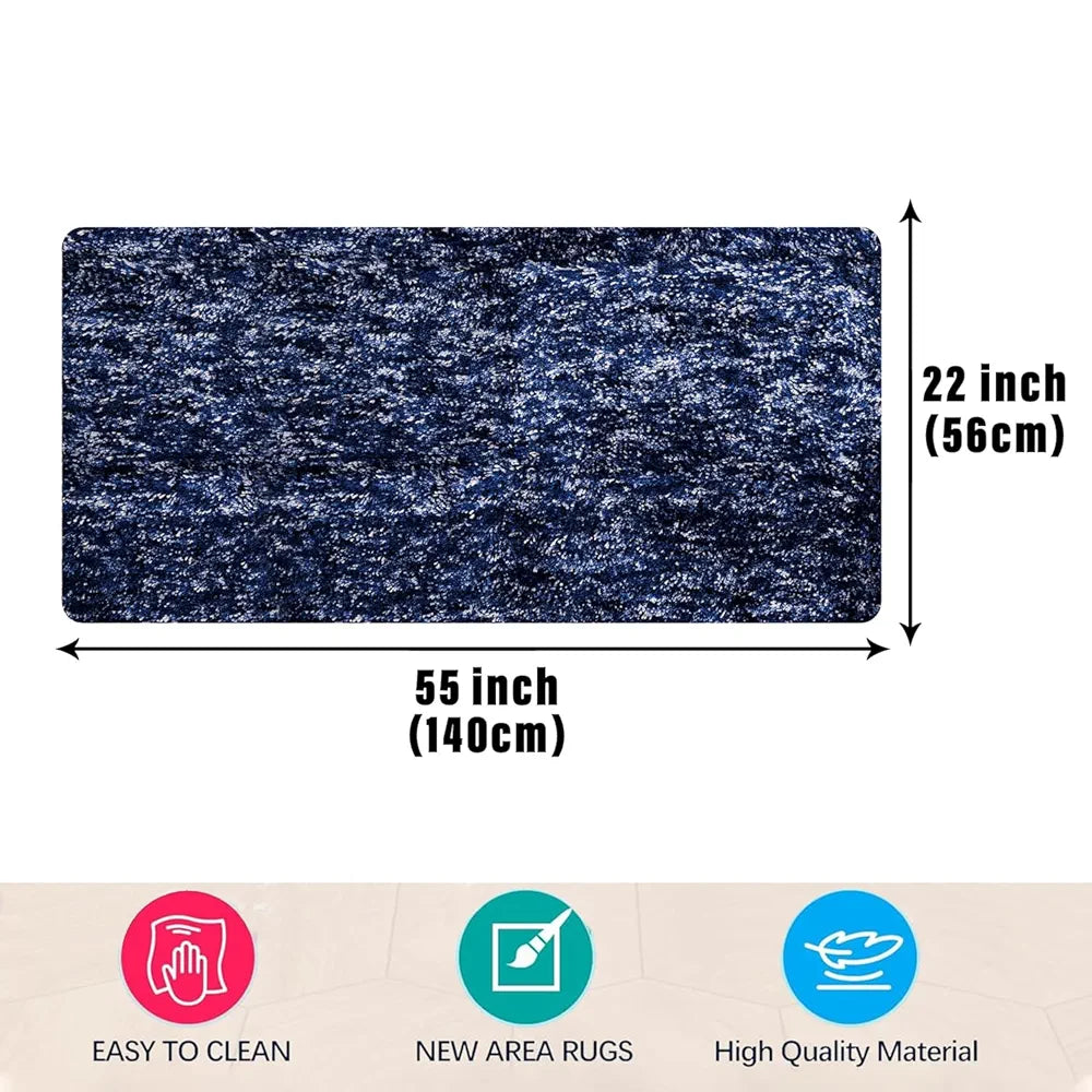 Kuber Industries Bedside Runner for Bedroom & Living Room | Lexus Home Decor Carpet | Anti Skid Carpet Rug Mat | Kitchen Runner | 22x55 | Blue