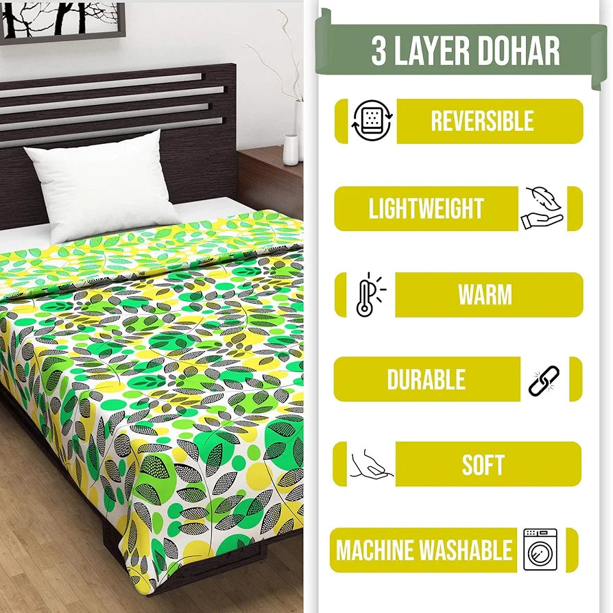 Divine Casa 120 GSM Microfiber Reversible Lightweight Printed Single Bed AC Dohar Blanket - 140 x 210 CM