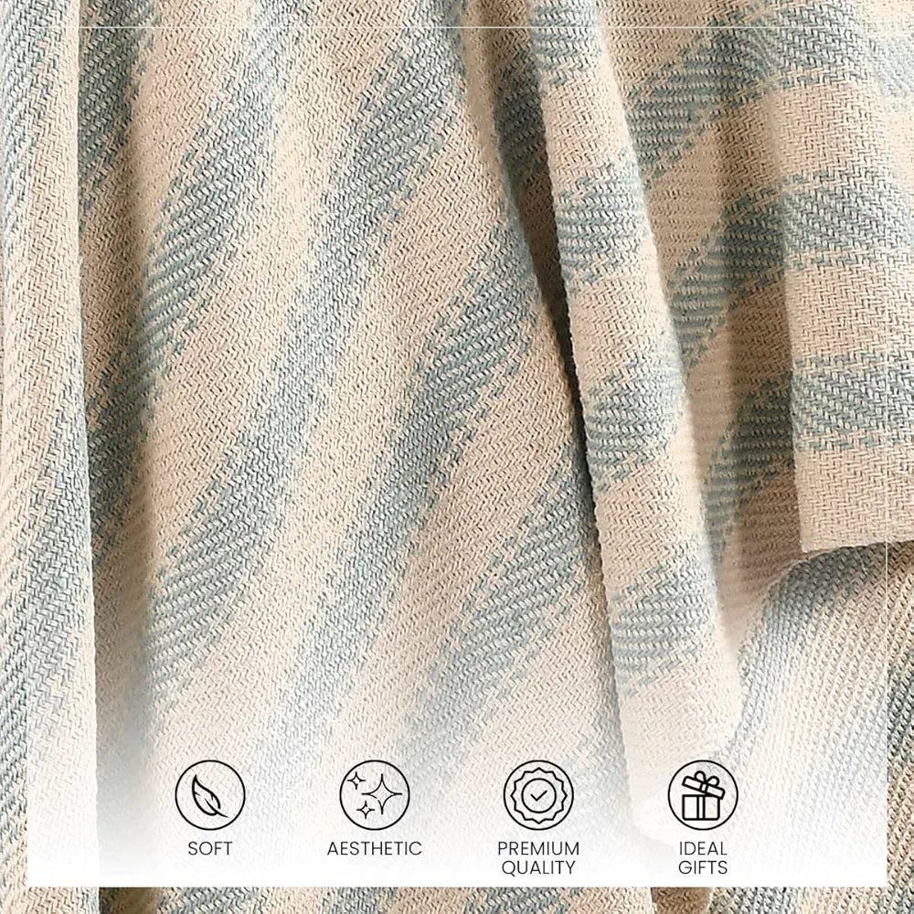 SASHAA WORLD Striped Sofa Throw Medium with Tasselled Edges 