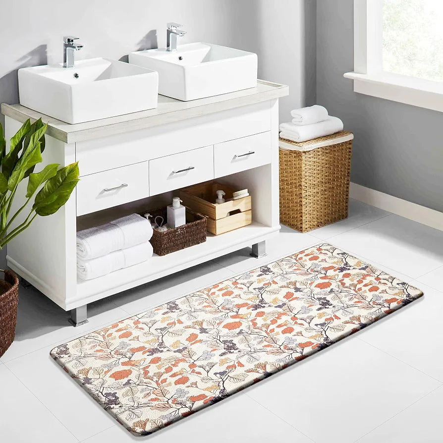 Luxe Home Columbo Anti-Fatigue Kitchen Mat - 51x99 cm Non-Slip Cushioned Comfort Mat - Autumn Leaves Pattern Standing Desk Mat - Waterproof and Easy to Clean for Home and Office