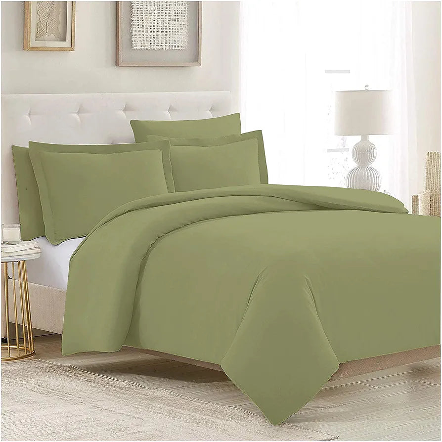 Trance Home Linen Zippered 100% Cotton 400 TC Plain Queen Size Duvet Cover Quilt Cover Blanket Cover Razai Comforter Cover with 2 Pillow Covers 