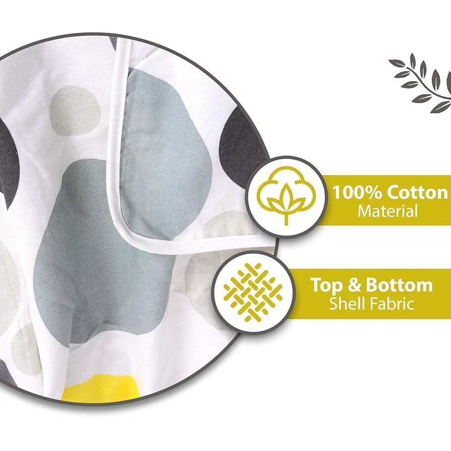 Divine Casa 100% Cotton Reversible Double Dohar | Lightweight & Breathable AC Blanket | All-Season Comforter | 220 x 205 CM, Geometric Silver & Lemon