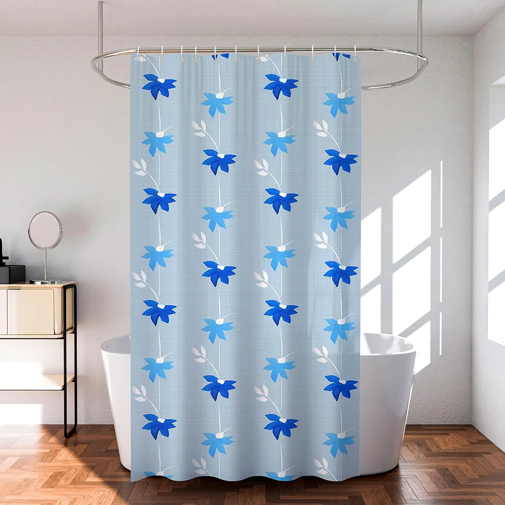 Kuber Industries Shower Curtain | 7 Feet | Bathroom Shower Curtain | AC Curtains | PVC Waterproof Window Curtain | Curtains for Bathtub | 8 Rings Curtain | Painting | Sky Blue