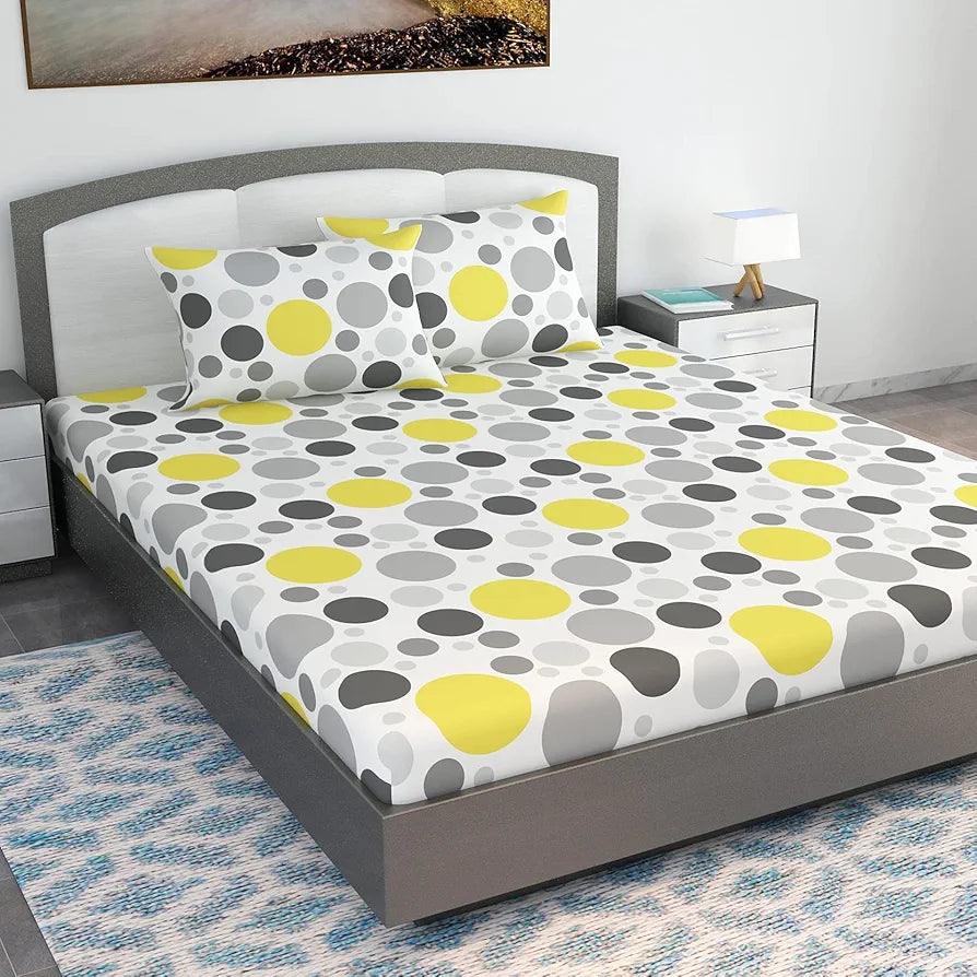 Divine Casa 144 TC 100% Cotton Bedsheet King Size Bed, King Size Bedsheet with 2 Pillow Covers 
