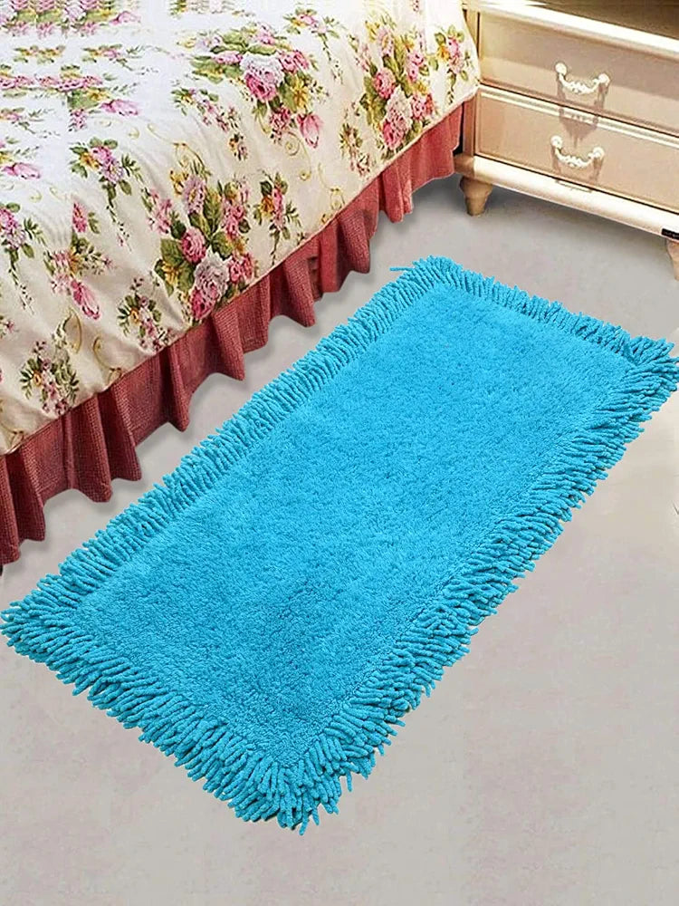 Saral Home Shaggy Soft Cotton Durable & Washable Multipurpose Bedside Runner for Home/Kitchen/Living Area/Lobby/Office Entrance with Anti Skid Backing 
