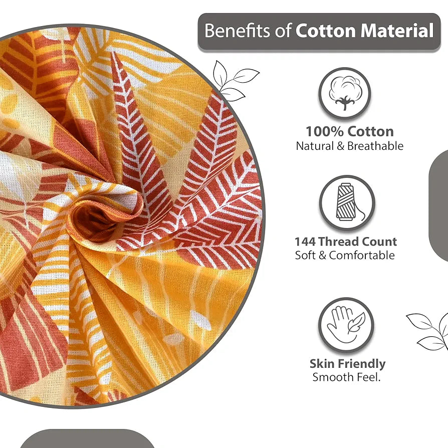 Divine Casa 144 TC 100% Pure Cotton Double Bedsheet with 2 Pillow Covers | Soft & Skin-Friendly Fabric for Everyday Comfort | All-Season Use | Size 222 x 254 CM | Floral Paisley | Mustard Orange